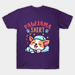 Pawjama Shirt Cute Sleeping Corgi Dog Funny Kawaii T-Shirt